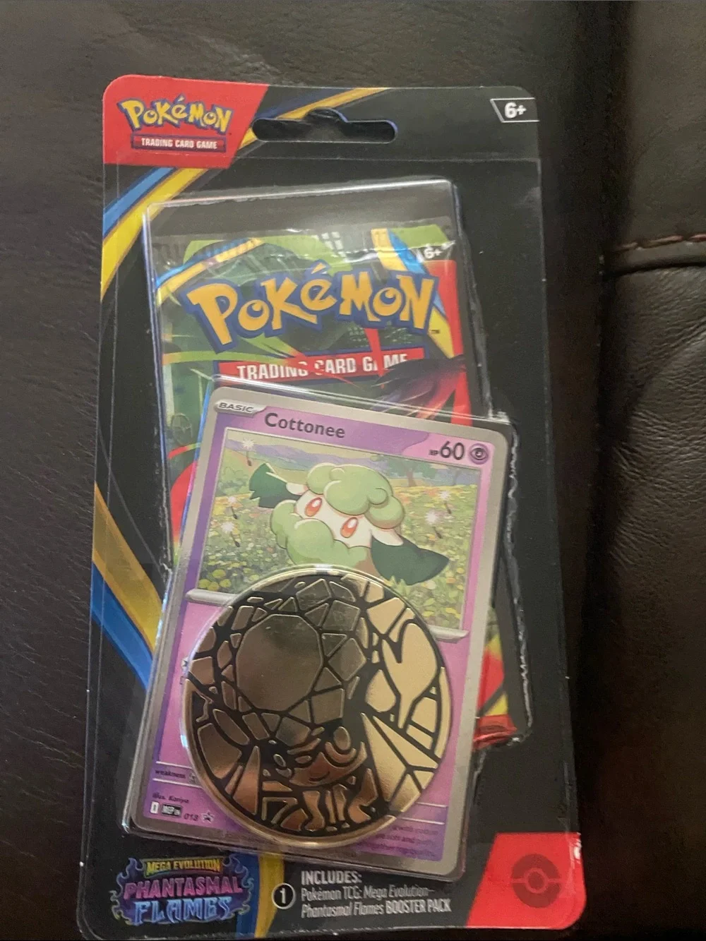 Pokemon Purple and Green Cottonee Trading Card Pack with Metal Coin